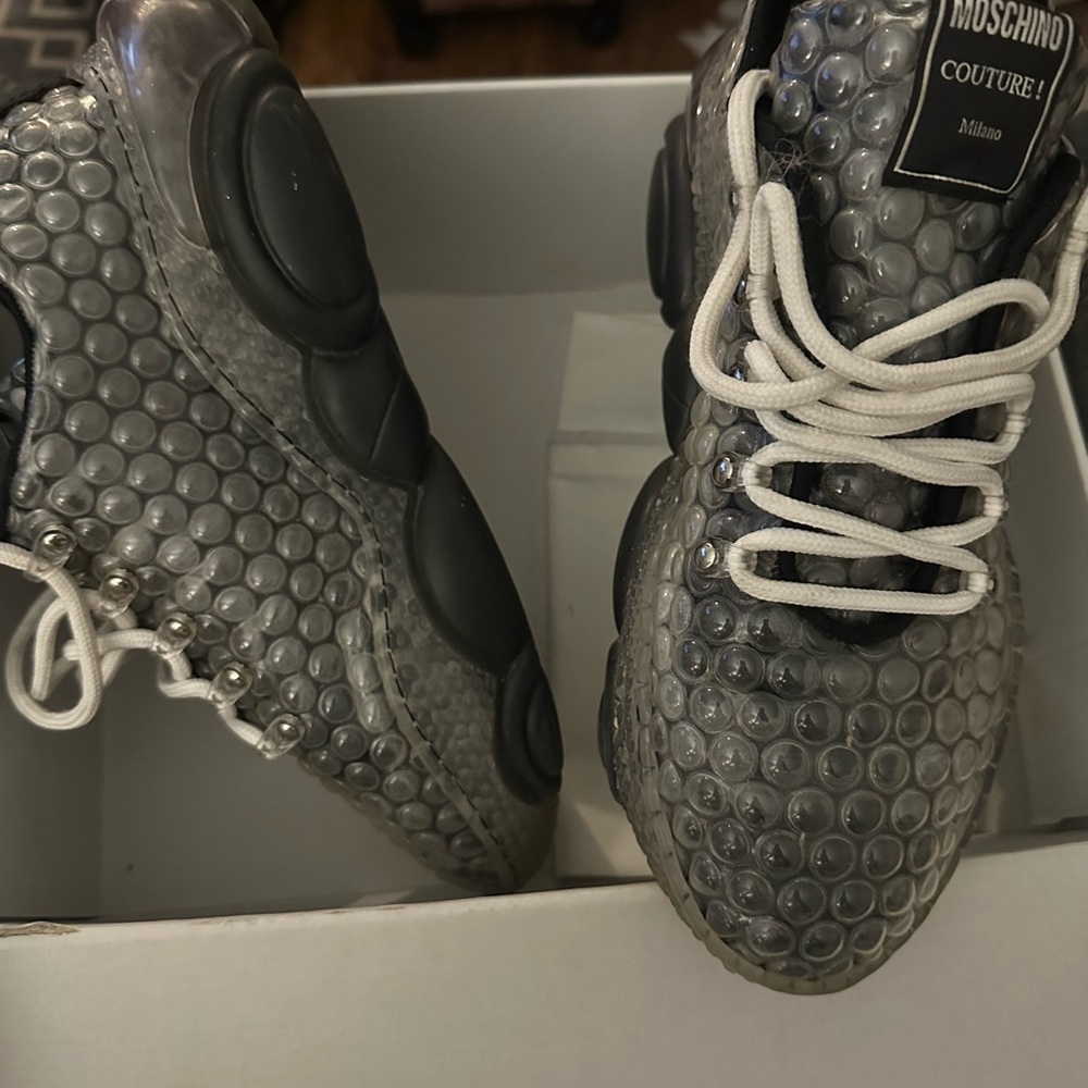 Moschino Gray Bubble Wrap Sneakers